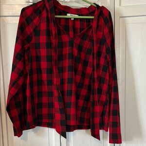 Madewell buffalo plaid blouse with tie - Size M
